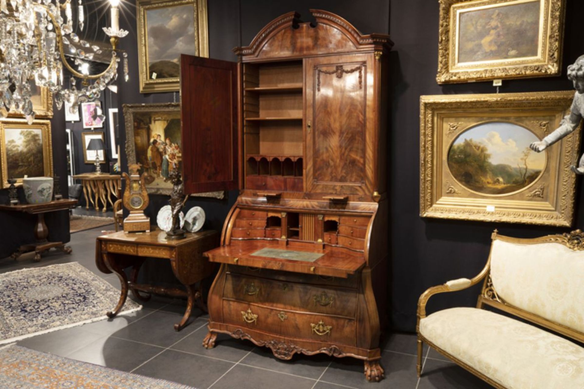 superb 18th Cent. Dutch Louis XVI style high quality bureau-bookcase in mahogany with [...] - Image 2 of 4