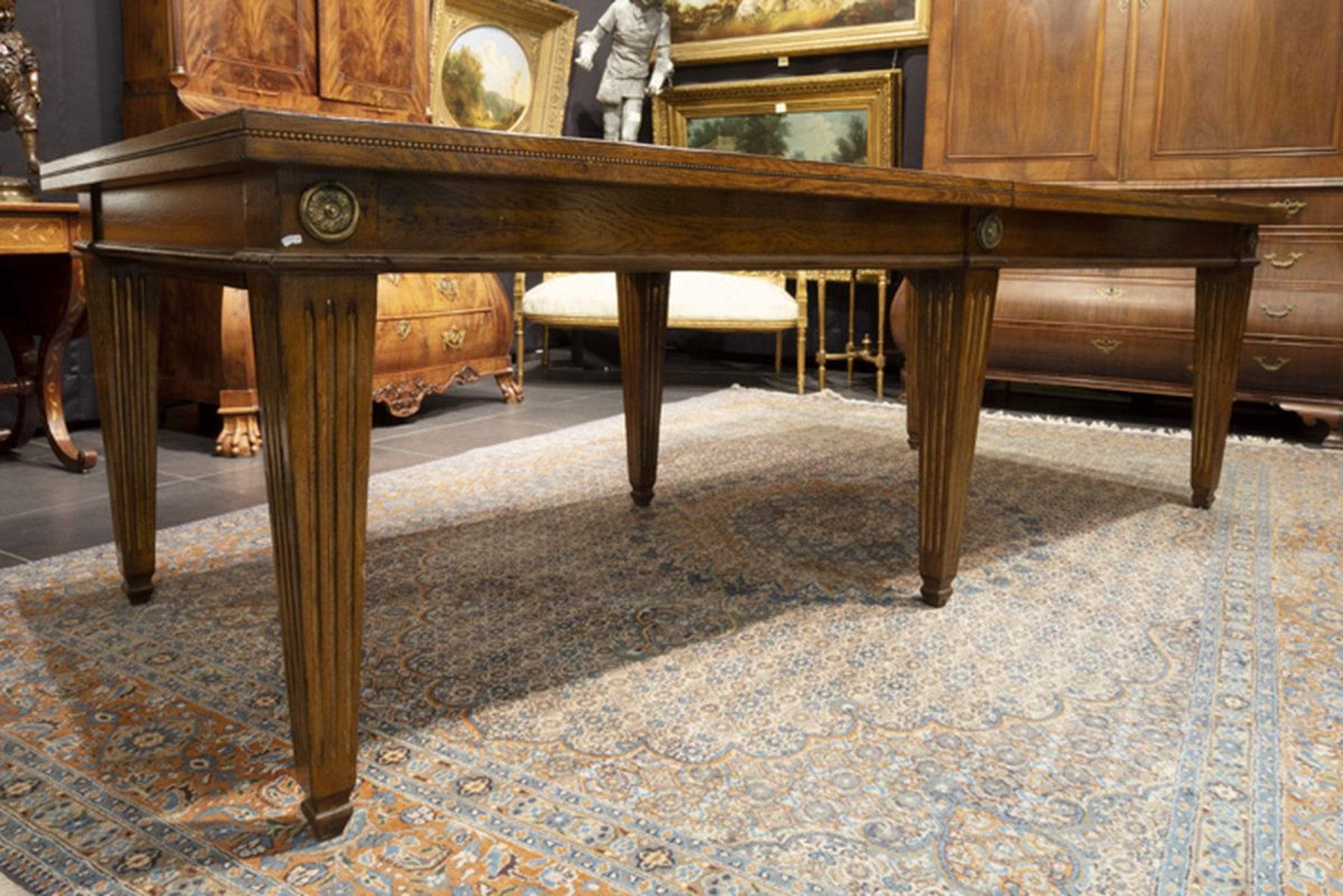 quite large neoclassical table in walnut and fruitwood with an extendable top on six [...] - Image 3 of 3