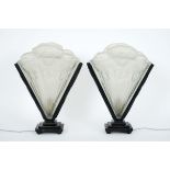 special pair of French Art Deco "Noverdy France" signed lamps in wrought iron and [...]
