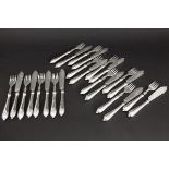 set of 24 pieces "WMF" Art Nouveau cutlery with whiplash ornamentation - marked - [...]