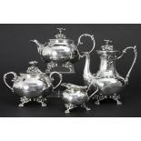 French "Christofle" marked Art Nouveau coffee set with typical whiplash ornamentation [...]