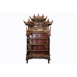 antique Chinese Qing dynasty cabinet in richly sculpted wood with ivory inlay - - [...]
