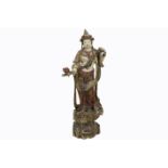 quite big Chinese Qing dynasty "standing Quan Yin Buddha" sculpture in wood with well [...]