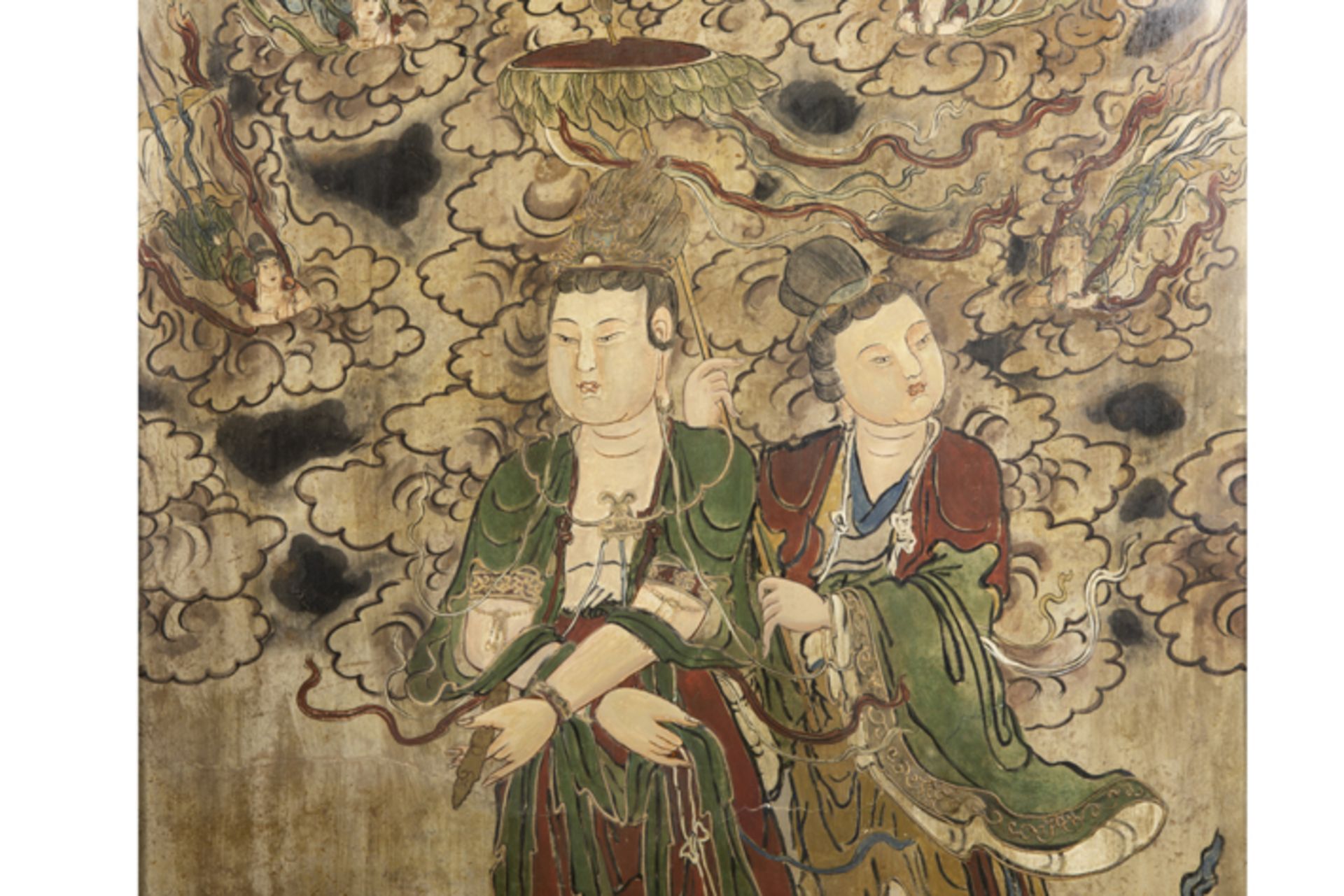 Chinese Ming Dynasty "Celestial gods" fresque (on panel) - - CHINA - [...] - Image 3 of 3