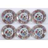 set of six 18th Cent. Chinese plates in porcelain with 'Famille Rose' decor - - [...]