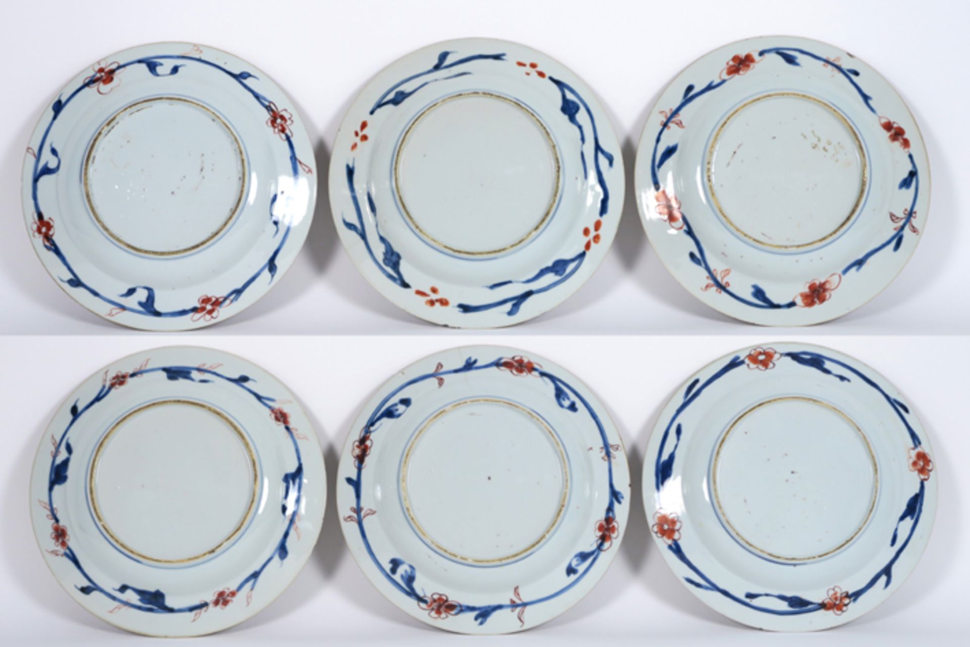 set of six 18th Cent. Chinese plates in porcelain with 'Famille Rose' decor - - [...] - Image 2 of 2