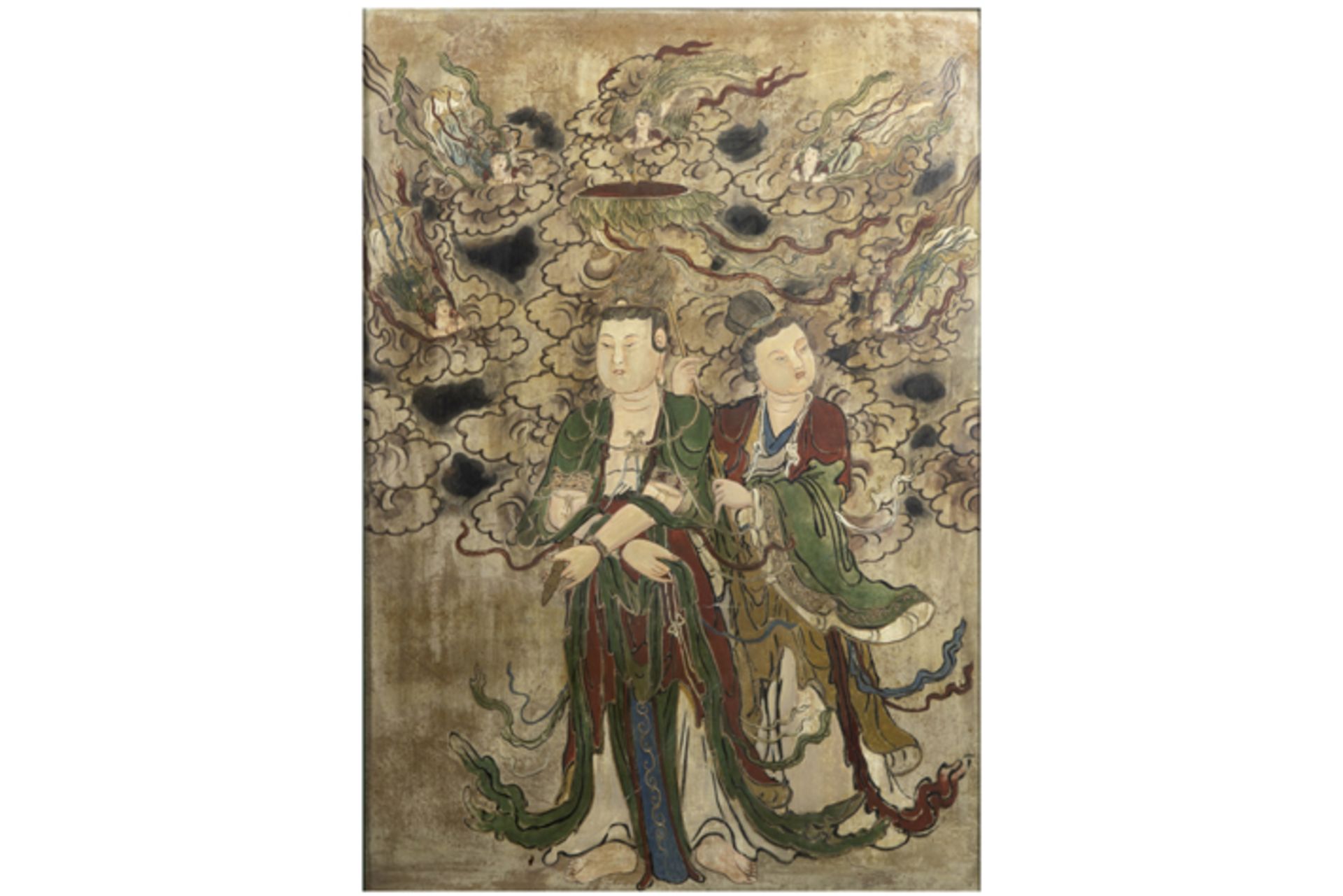 Chinese Ming Dynasty "Celestial gods" fresque (on panel) - - CHINA - [...] - Image 2 of 3