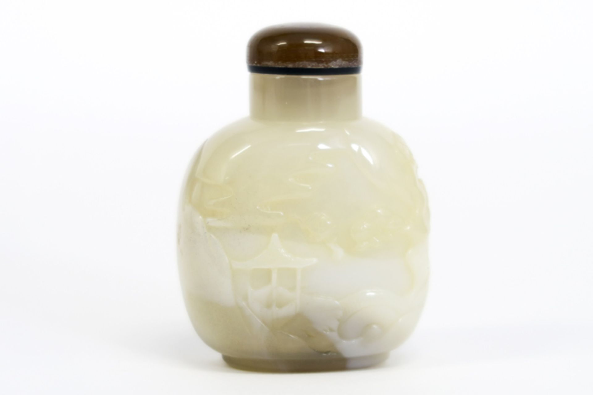 antique Chinese snuff bottle in agate - - Antiek Chinees opiumflesje in [...] - Image 2 of 4