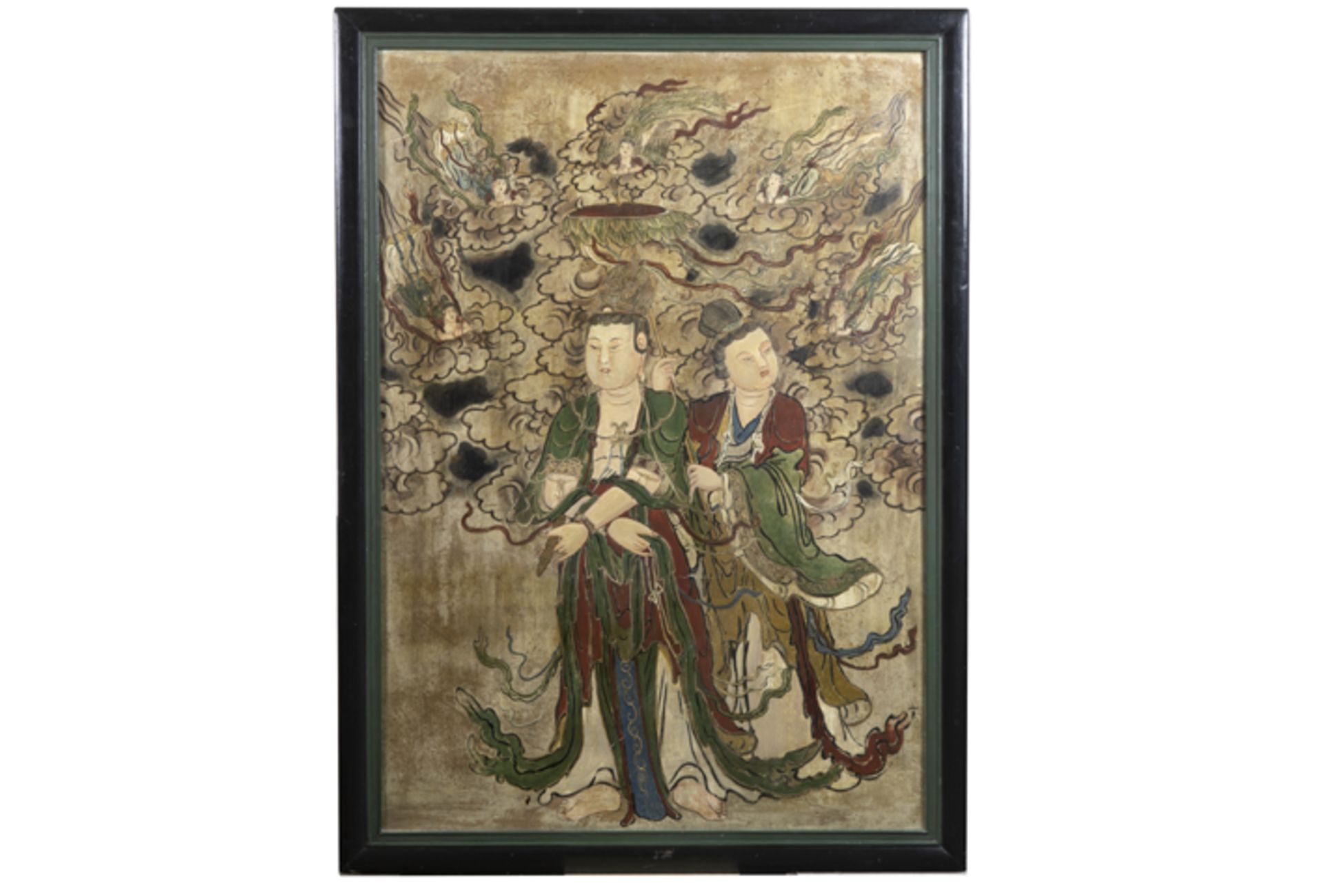 Chinese Ming Dynasty "Celestial gods" fresque (on panel) - - CHINA - [...]