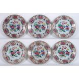 set of six 18th Cent. Chinese plates in porcelain with 'Famille Rose' decor with cock [...]
