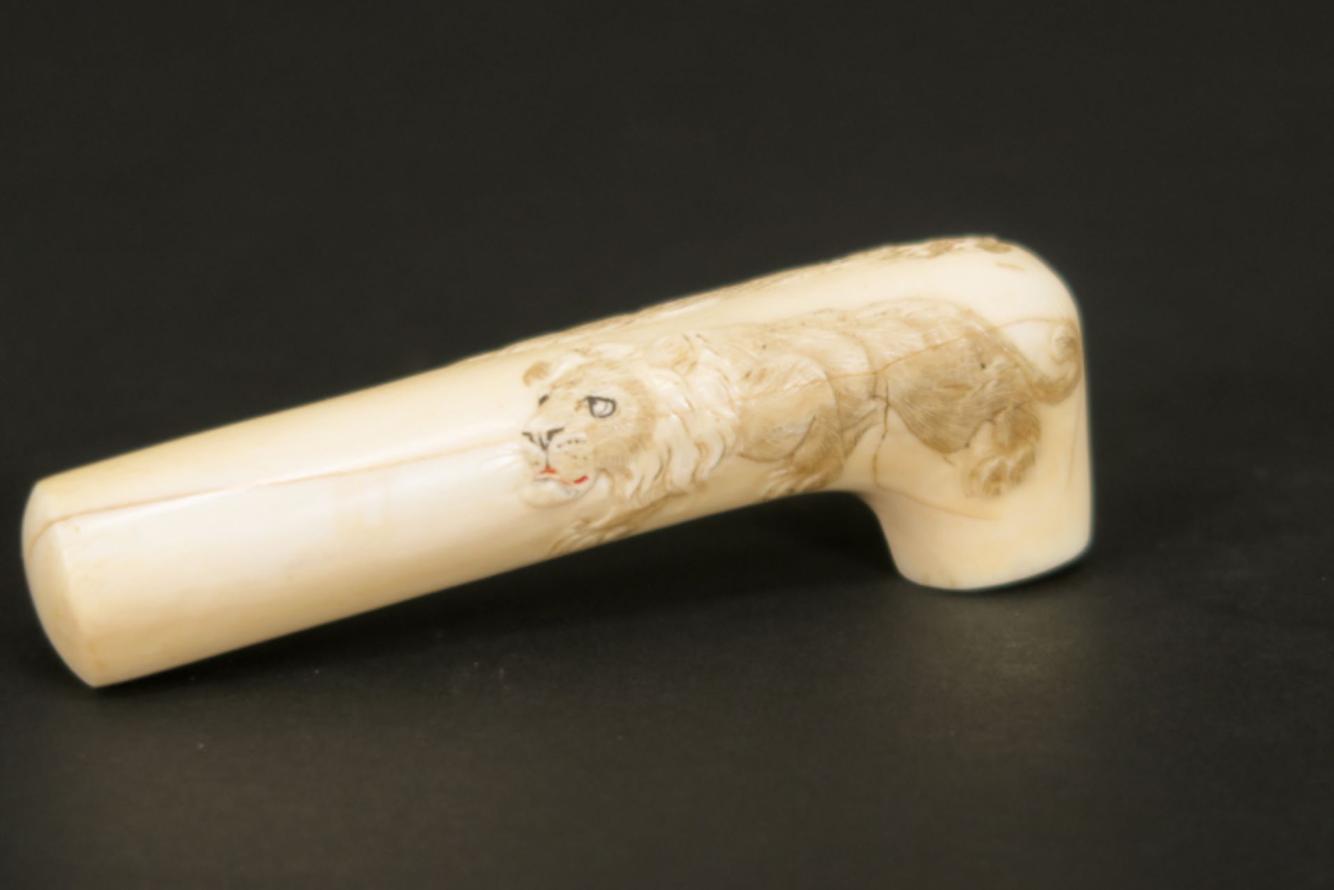 antique Chinese walking stick-handle in ivory - - Antieke Chinese wandelstokgreep [...] - Image 4 of 4