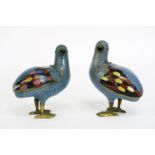 pair of antique Chinese cloisonné 'partridges' with lid - with an Qian Long mark - [...]