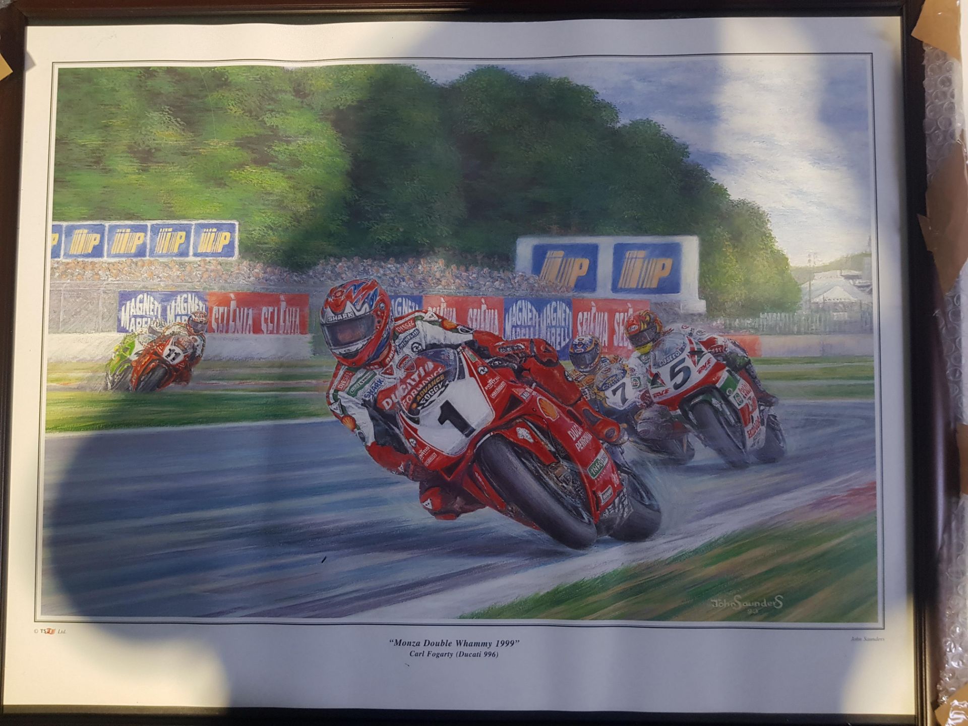 LARGE CARL FOGARTY PICTURE 1999 MONZA DOUBLE WAMMY WIN