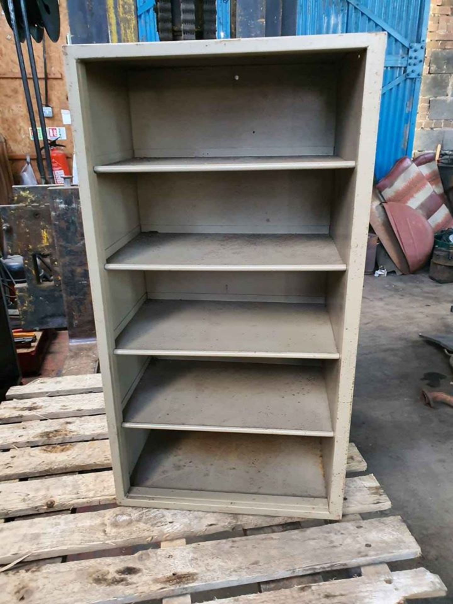 METAL SHELVING UNIT OUT OF A METAL WORKSHOP