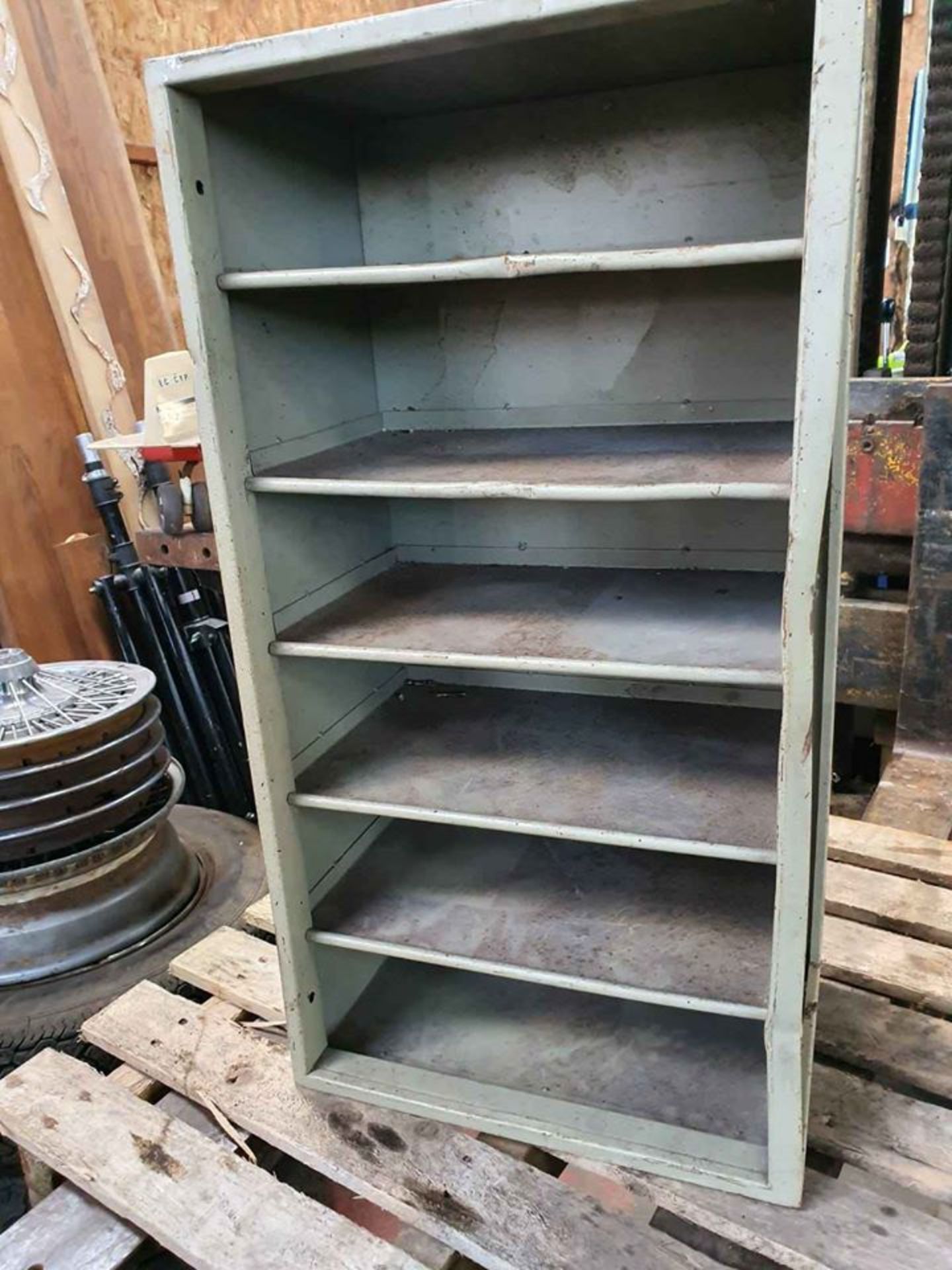 METAL SHELVING UNIT OUT OF A METAL WORKSHOP