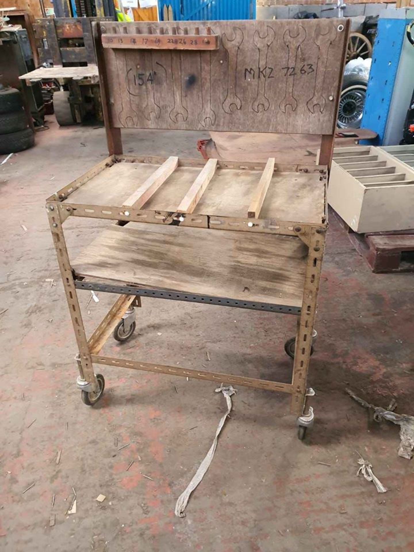 HANDMADE WORK BENCH ON WHEELS