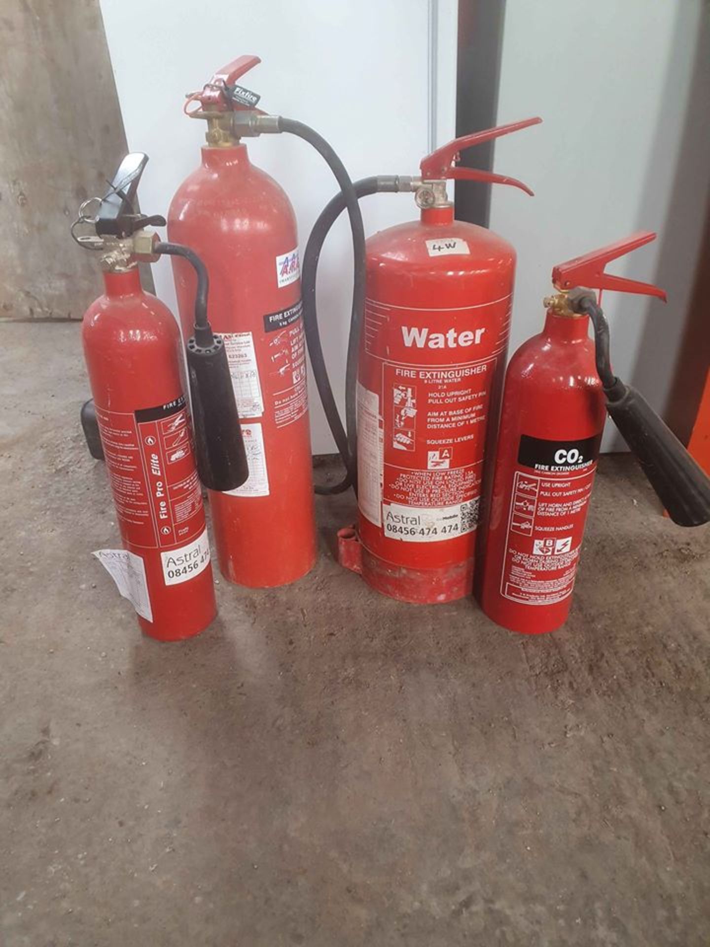 5 VARIOUS FIRE EXTINGUISHERS