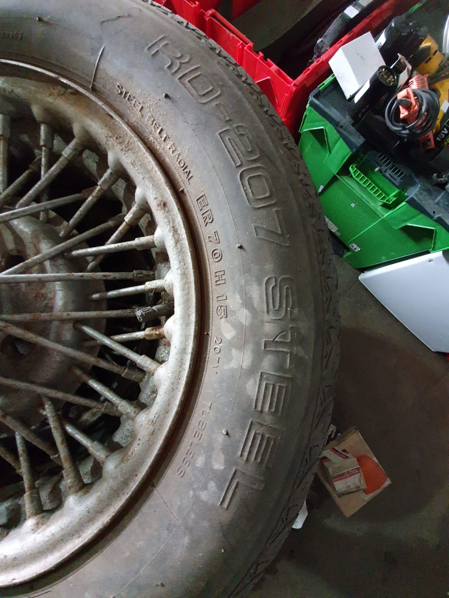 4 X TYRES & WIRE WHEELS. - Image 2 of 3