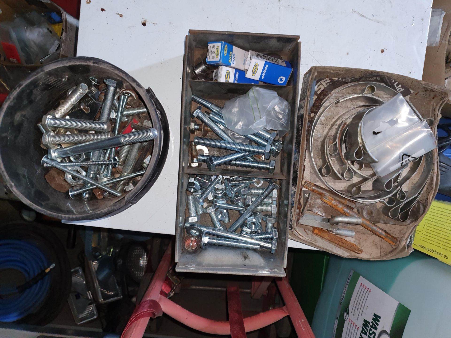 ASSORTMENT OF NUTS, BOLTS AND CLAMPS