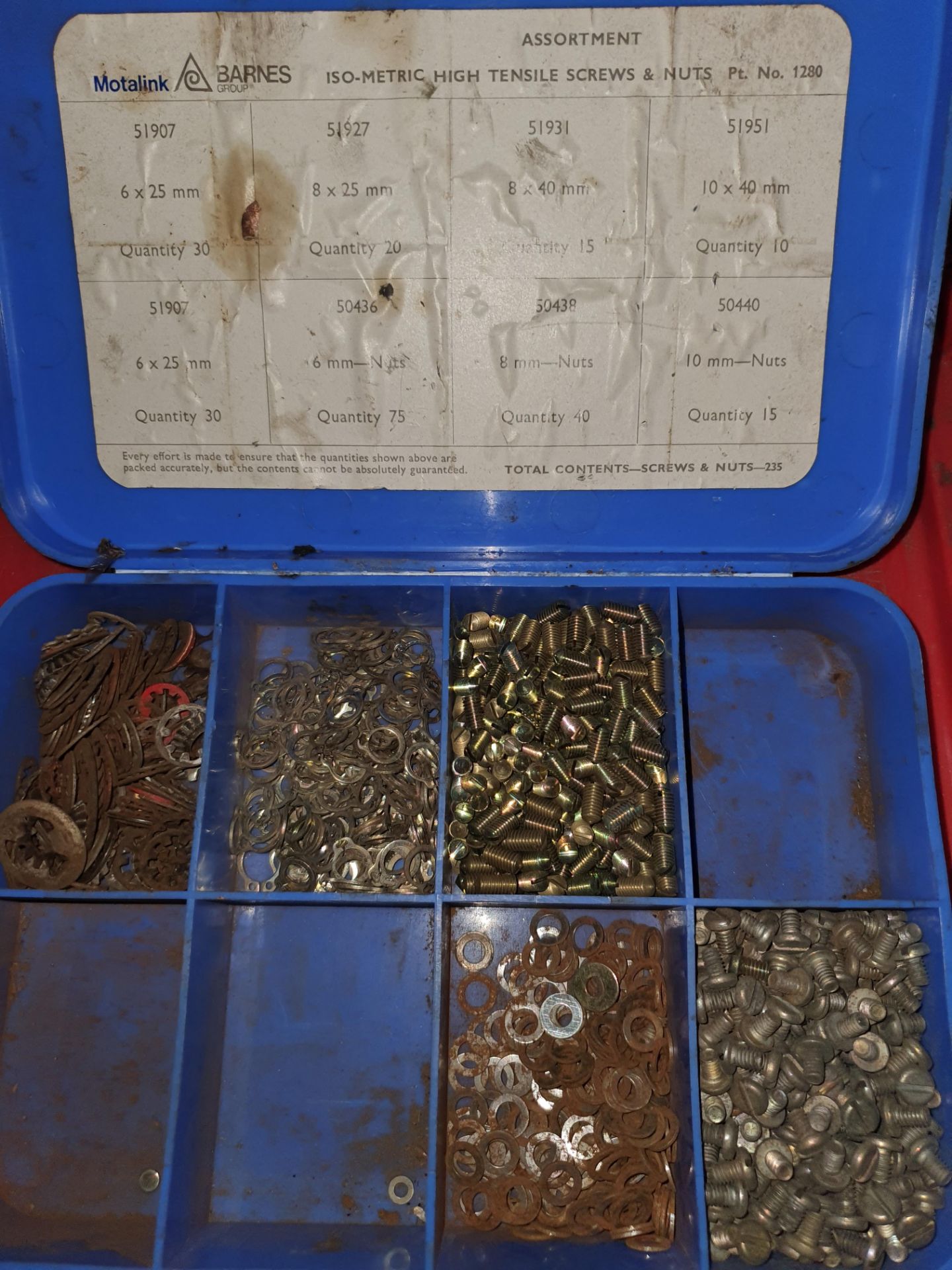 CONTAINER OF SMALL SCREWS AND WASHERS