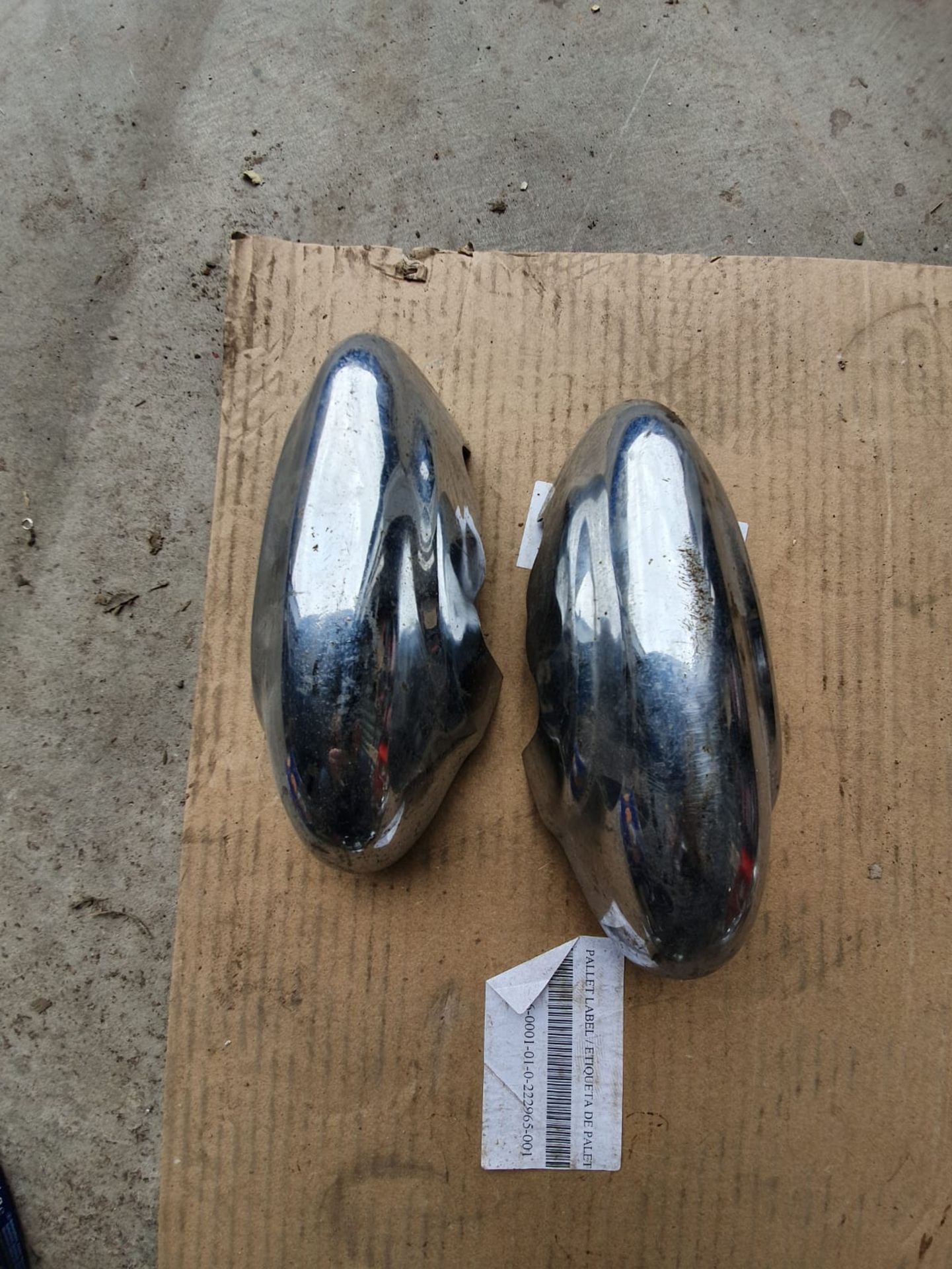 PAIR OF CHROME E TYPE JAGUAR BUMPER FITTINGS