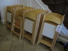 30 x folding lightwood dining chairs with leatherette seat cushions