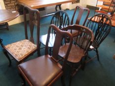 6 x assorted timber frame chairs