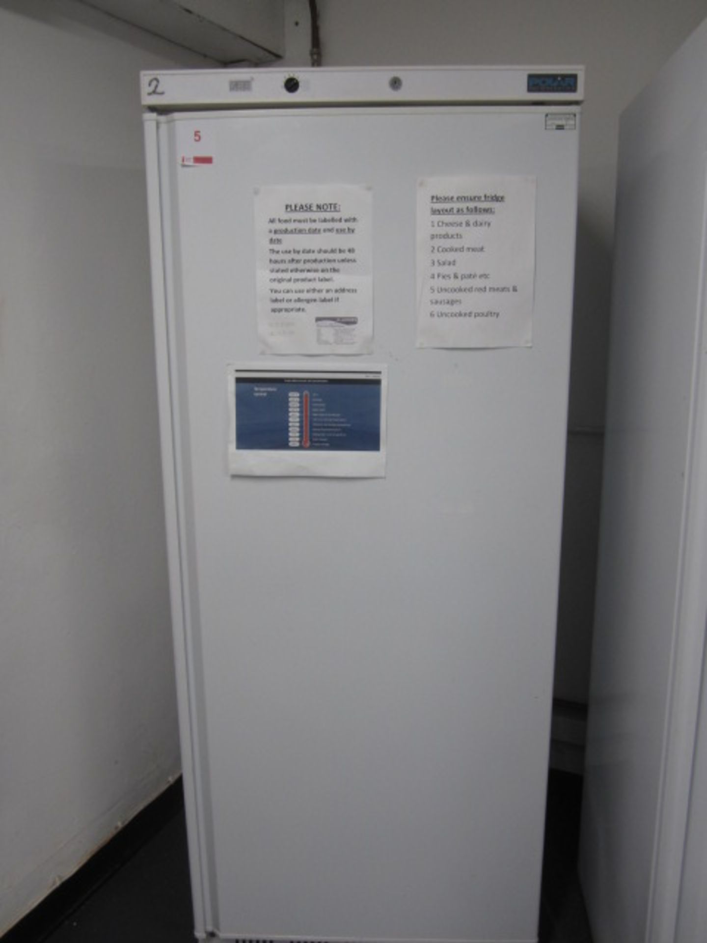 Polar Refrigeration CD614 enamel upright multi shelf temp controlled refrigeration unit, s/n: