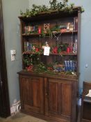 Darkwood twin door sideboard with 3 shelf upper book case. Please ensure sufficient resource /