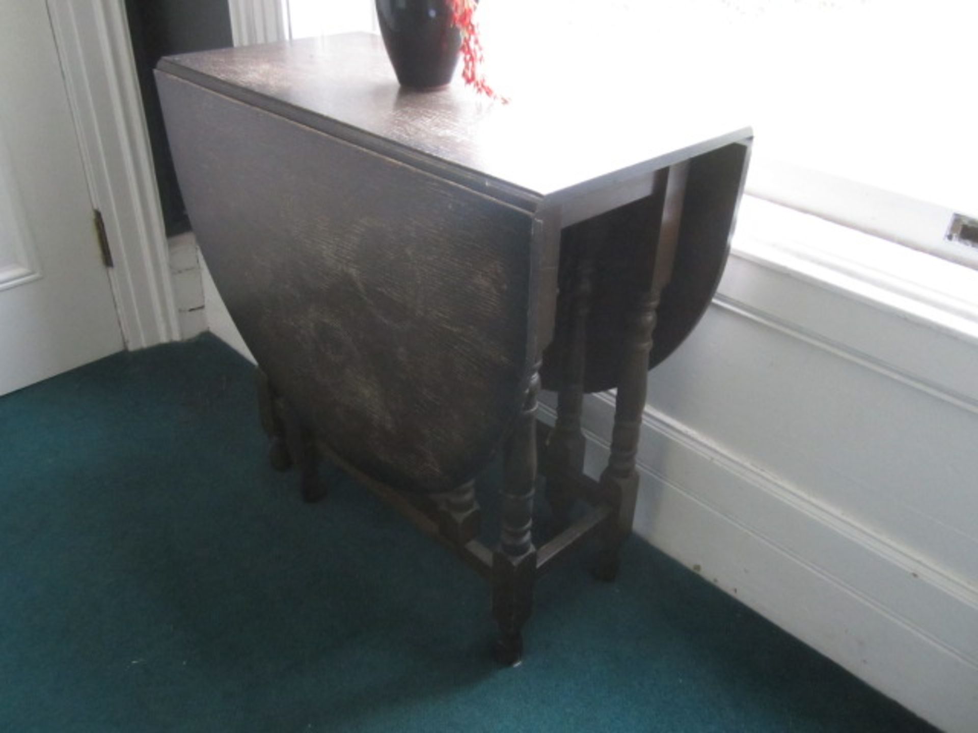 Darkwood drop leaf table - Image 2 of 2