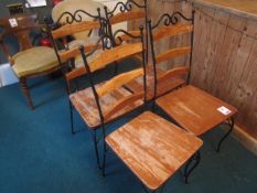 4 x steel/timber frame dining chairs