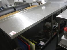 Stainless steel food preparation worksurface with under shelf, 2000mm x 650mm. Please ensure