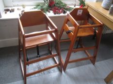 2 x timber babies high chairs, lightwood laminated table