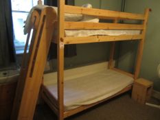 Timber frame bunk bed with stepped ladder access. Please ensure sufficient resource / handling