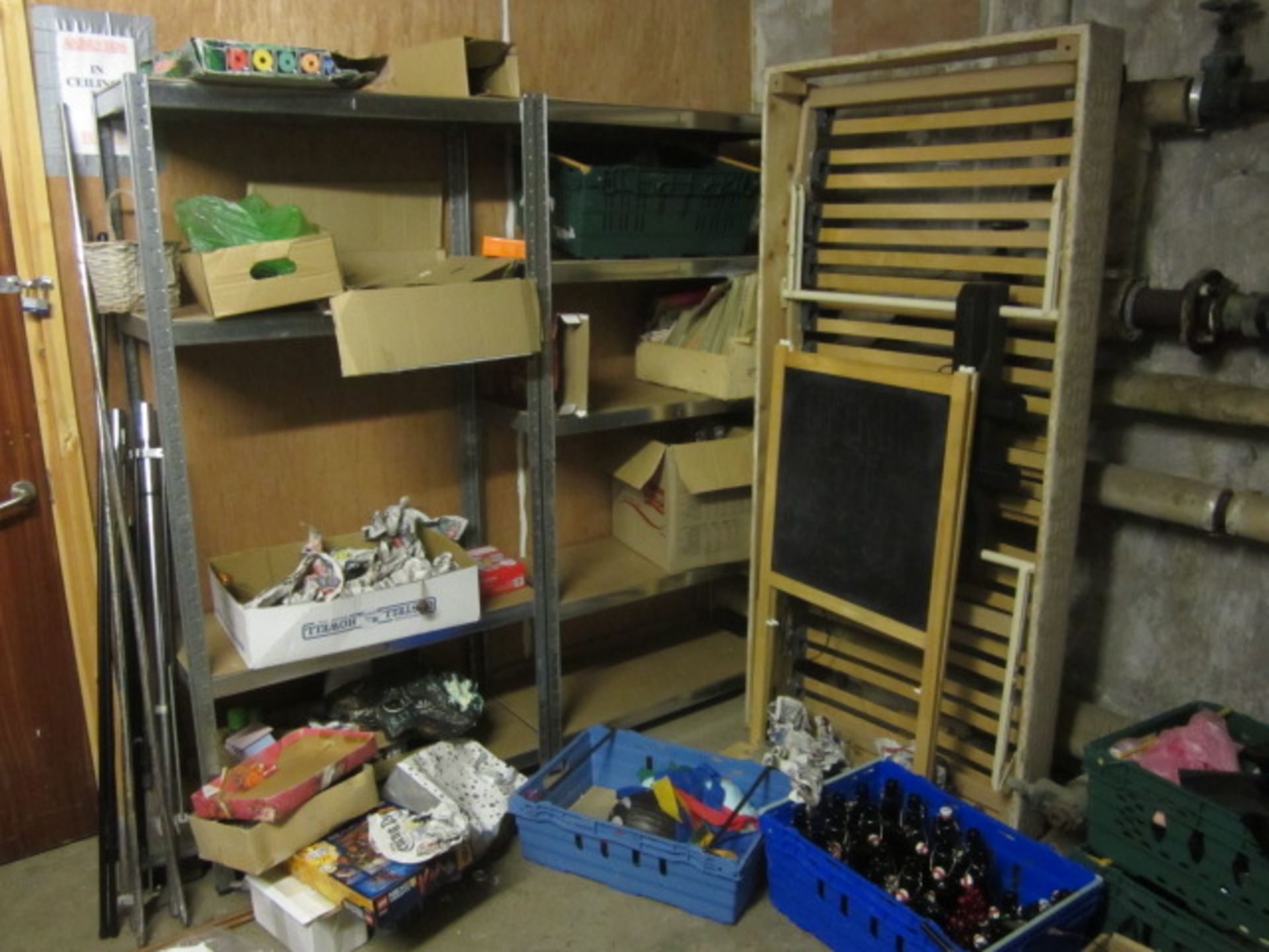 3 x Aluminium framed storage racks and miscellaneous contents of room including wall mounted boars - Image 2 of 9