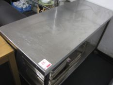 Stainless steel food preparation worksurface with under shelf, 1500mm x 650mm. Please ensure