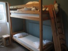Timber frame bunk bed with stepped ladder access, timber frame bedside tables, timber framed open