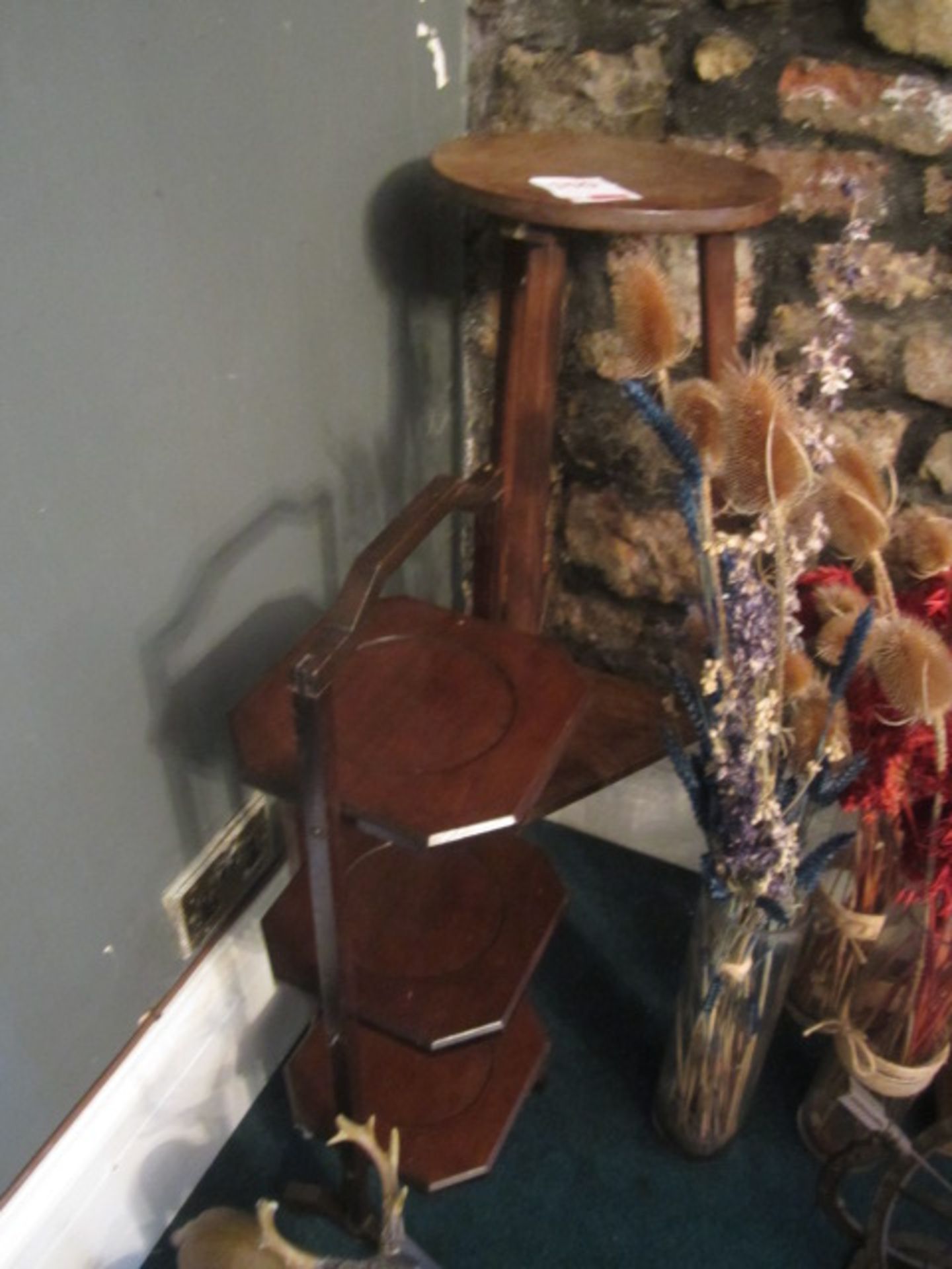 2 x ornate display stands, 3 x vases, 5 x ornaments, candle lantern, waste bin - Image 2 of 5