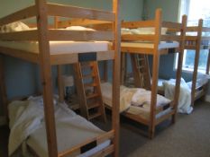 Triple joining timber frame bunk bed with dual stepped ladder access and joins (room Arthur). Please