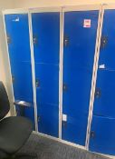 Three 3 section personal lockers c/w keys 1800mm (H) 380mm (D) 380mm (W)