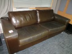 Brown leatherette three seat sofa