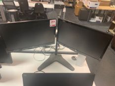 Two Hewlett Packard S2231a 21.5" widescreen colour monitors c/w twin monitor single pedestal stand