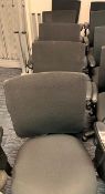 Five black cloth swivel & tilt office chairs