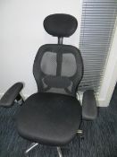 Two Mesh back swivel & tilt elbow chair charcoal cloth seat