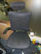 Two Mesh back swivel & tilt elbow chair charcoal cloth seat