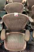 Two Herman Miller Aeron swivel & tilt office elbow chairs Black mesh