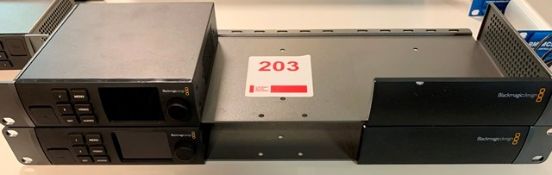 Two Blackmagic Design Teranex Mini smart panels in 2 x 1U rack mounts