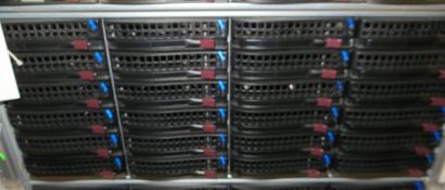 Supermicro storage array model CSE-847 s/n c8470fc28md0010 with 32 x 3Tb hard drives, 2 x 4Tb hard..