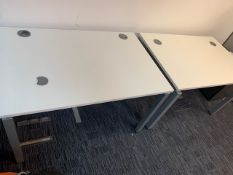 Two white melamine desks 1200mm (L) 800mm (W) 730mm (H)