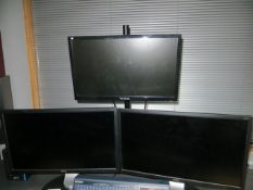 Two Benq GW2270 22" colour monitors, Viewsonic 22" colour monitor and a Viewsonic HDMI 1080p full HD